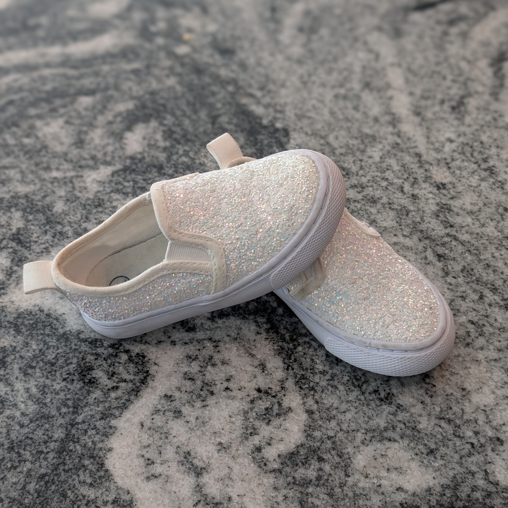 Sparkly White Kids Slip-On Shoes